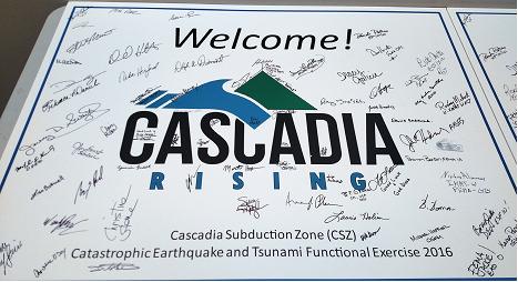 Cascadia Rising poster signed by participants.