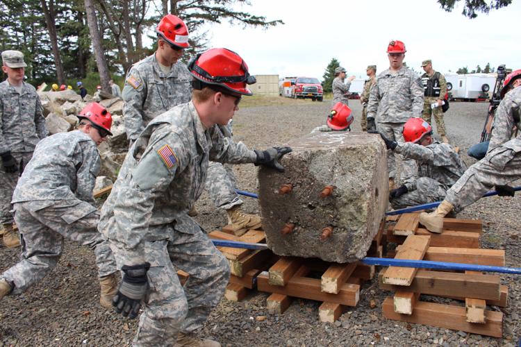 soldiers moving rock