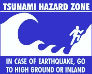 tsunami zone sign